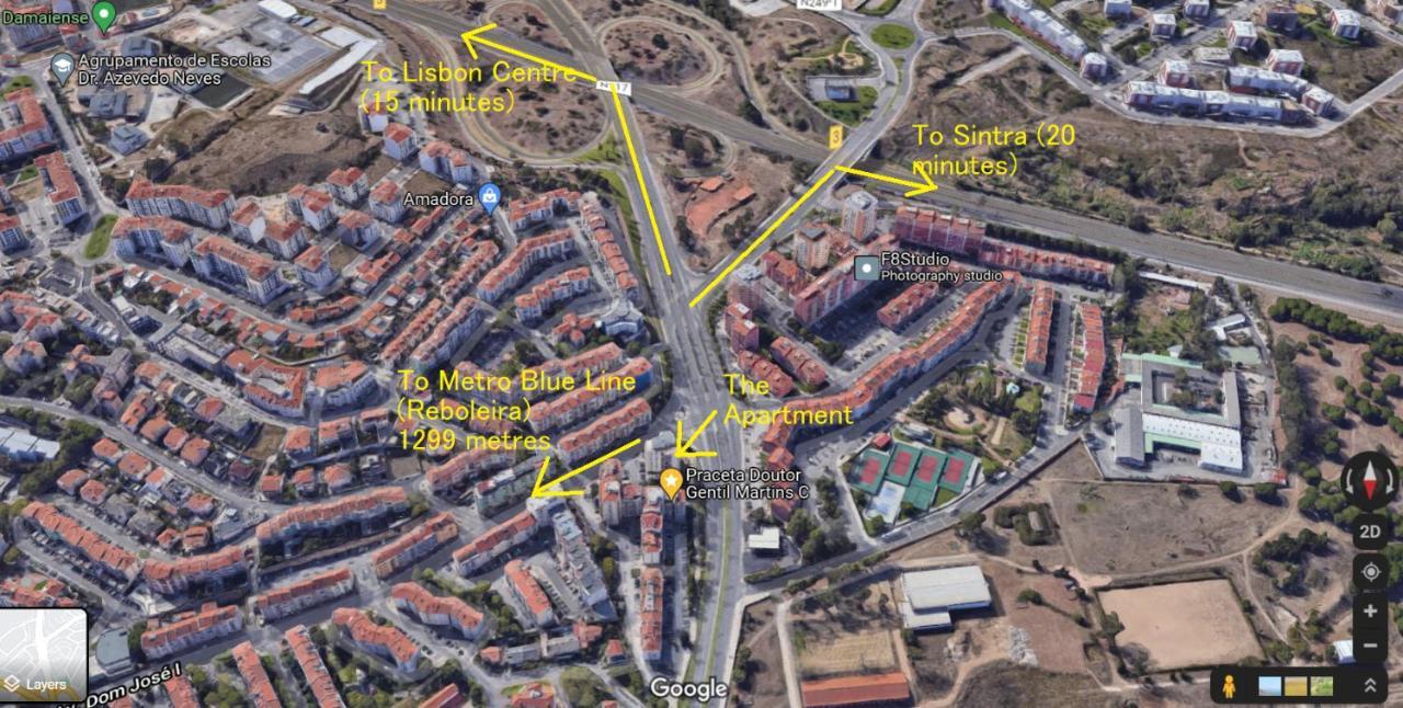 Enjoy Lisbon Cascais Sintra 1200 Metres To Metro Blue Line Sintra Rail Line Free Parking Amadora Exterior foto