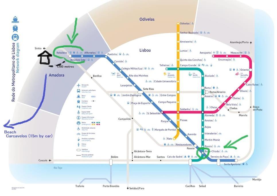 Enjoy Lisbon Cascais Sintra 1200 Metres To Metro Blue Line Sintra Rail Line Free Parking Amadora Exterior foto
